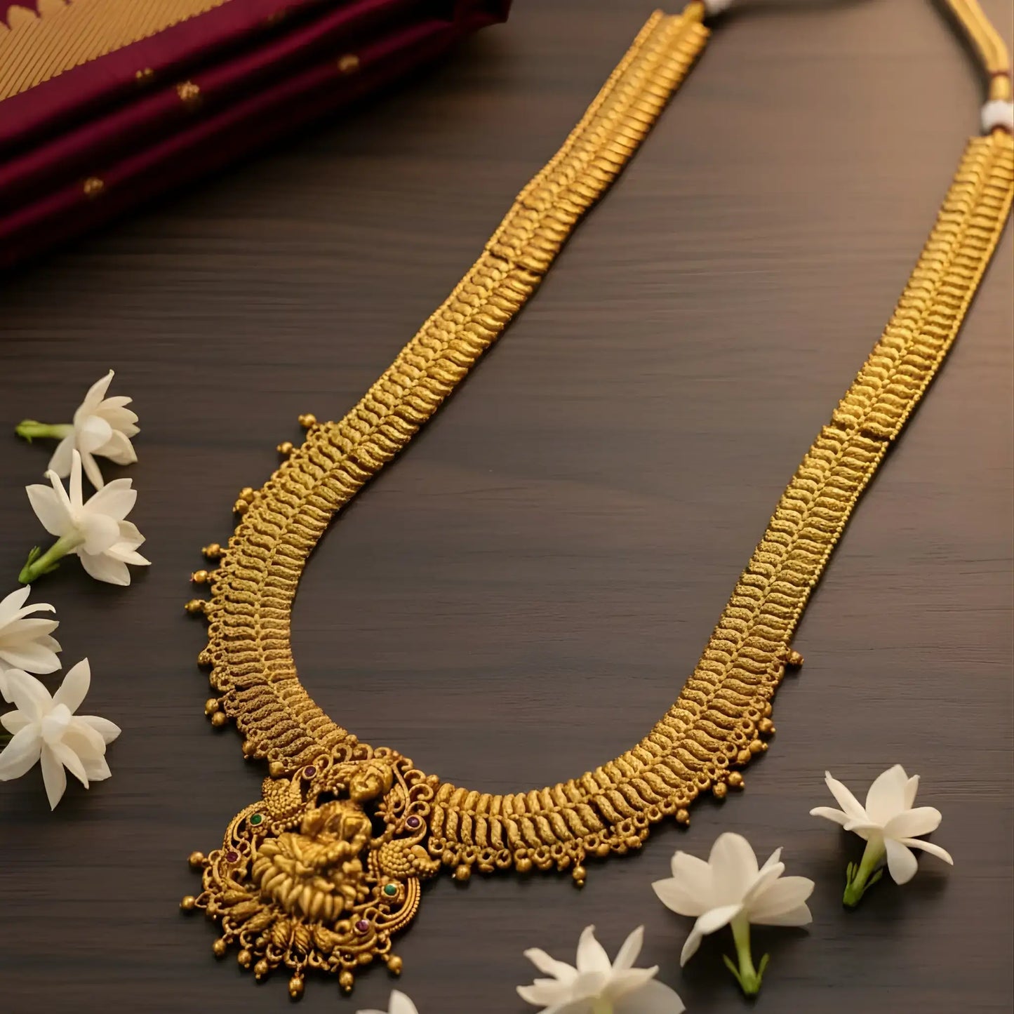 Antique Temple Necklace With Lakshmi Motif