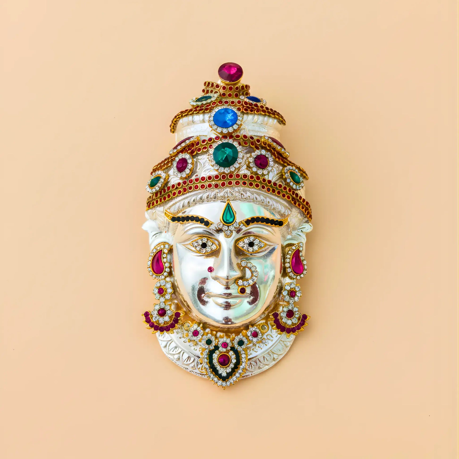 German Silver Varalakshmi Amman Face Idol For Pooja Idols detailing view