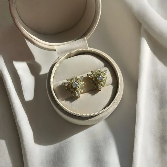 Geometric Stud Earrings Sparkling Crystal Design