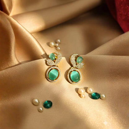 Light Green Stone Earrings For Elegant Parties