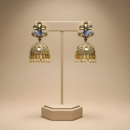 Pearl Earrings Kundan and Ruby Design