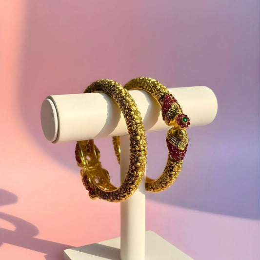 Bangles With Ruby and Emerald Design