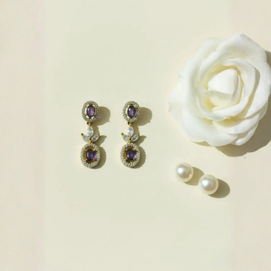 Amethyst Drop Earrings With Crystal Design Detailed Look
