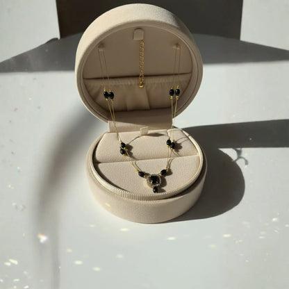 Violet Stone Necklace With Gold-Plated Dual Pendant Design