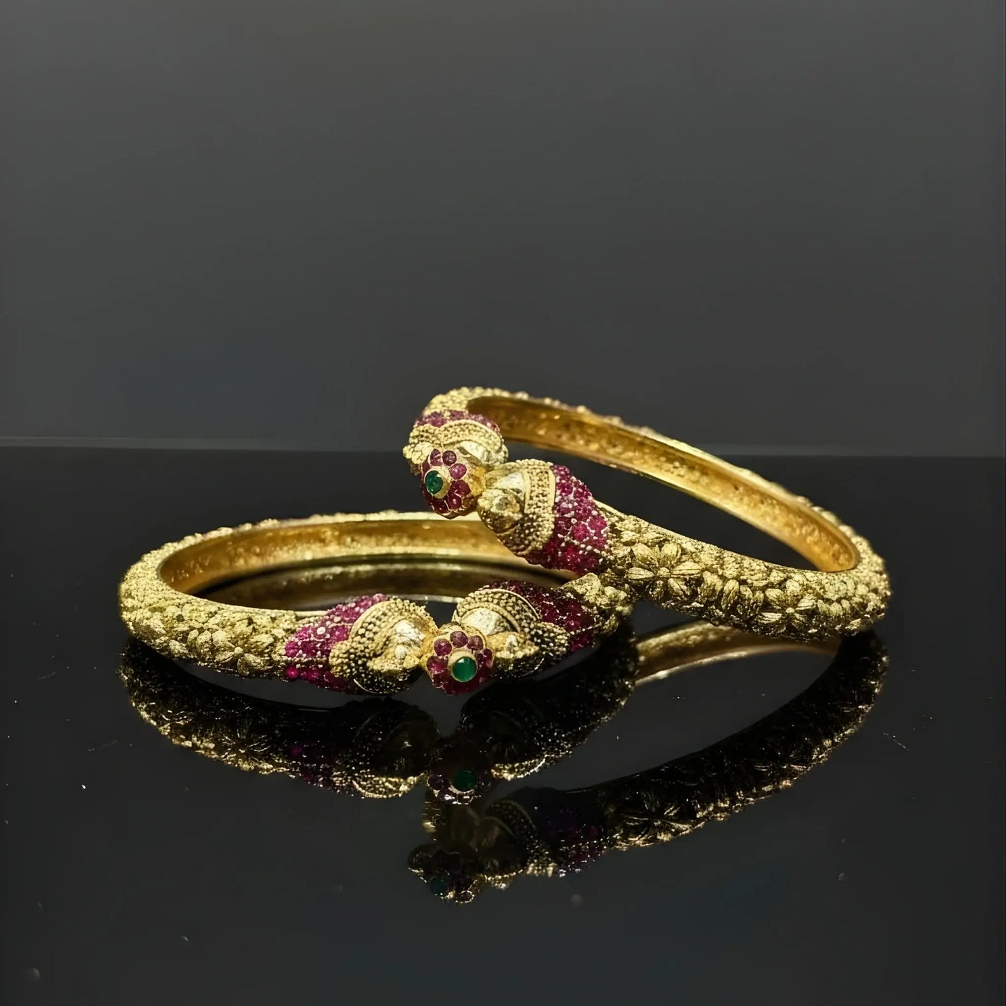 Bangles With Ruby and Emerald Design
