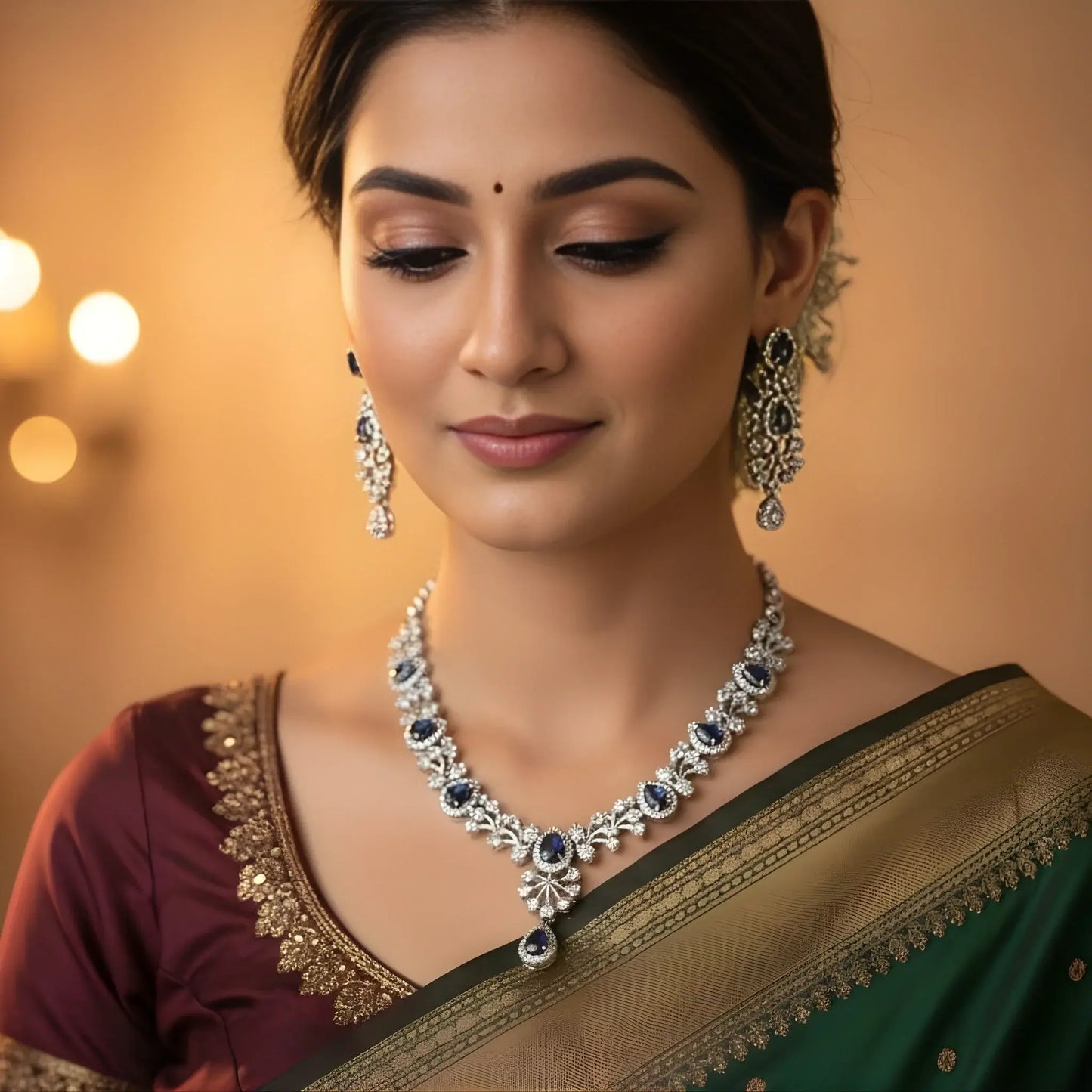 Luxury Necklace With Blue Stone