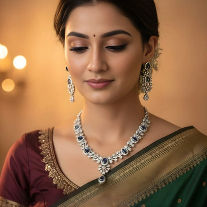 Luxury Necklace With Blue Stone