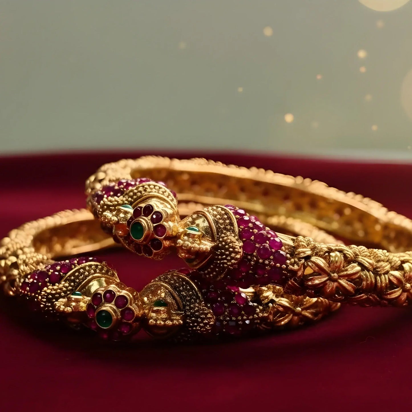 Bangles With Ruby and Emerald Design