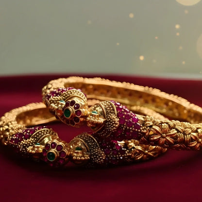 Bangles With Ruby and Emerald Design