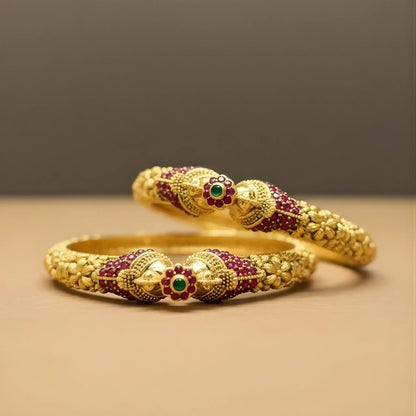 Bangles With Ruby and Emerald Design
