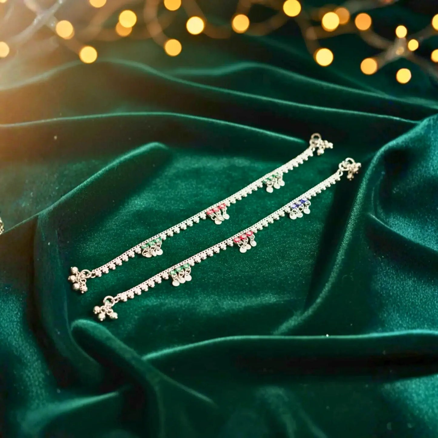 Colour Stone Anklets With Traditional Design